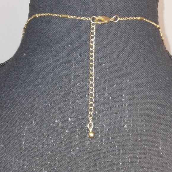 WOMEN'S GOLD & PEACH CRYSTAL CIRCLE W/ TEARDROP FRINGE TASSELS NECKLACE - Picture 4 of 4